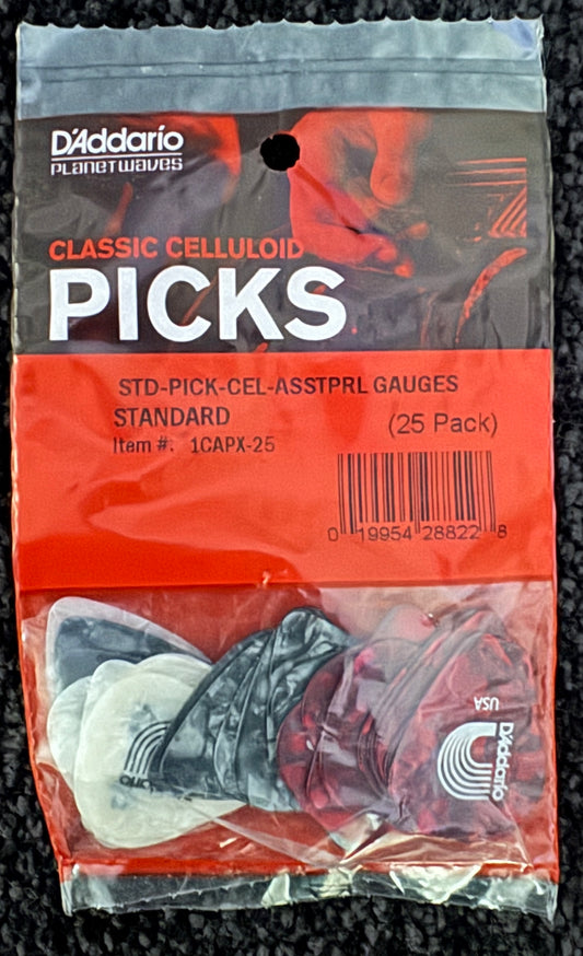 D'Addario Guitar Picks Classic Pearl Celluloid Assortment TWO 25-Packs