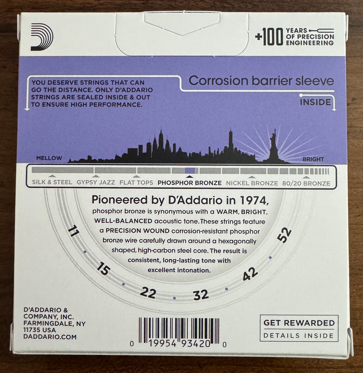 D'Addario Phosphor Bronze Acoustic Guitar Strings 3-Pack EJ26-3D