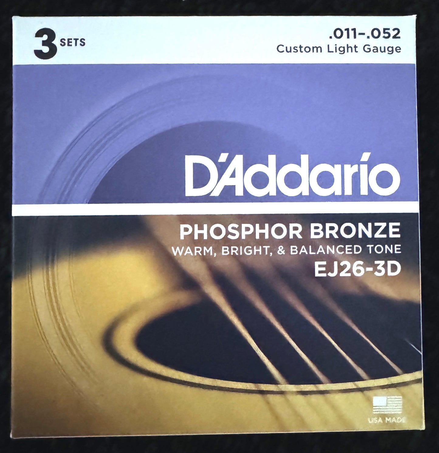 D'Addario Phosphor Bronze Acoustic Guitar Strings 3-Pack EJ26-3D