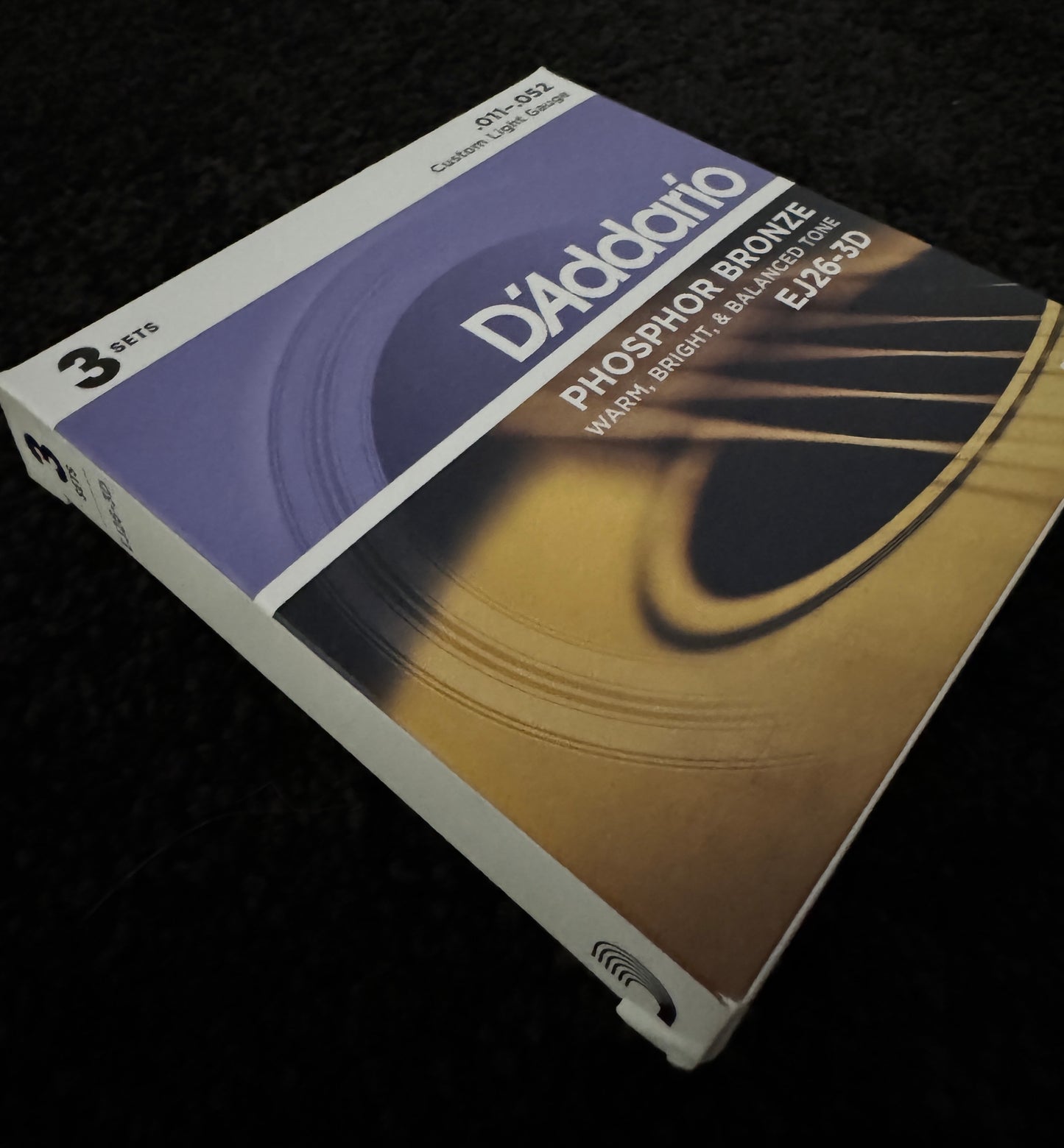D'Addario Phosphor Bronze Acoustic Guitar Strings 3-Pack EJ26-3D