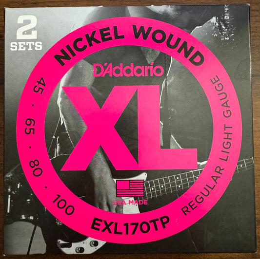 D'Addario XL Nickel Wound Bass Strings	45-100 EXL170TP TWIN PACK