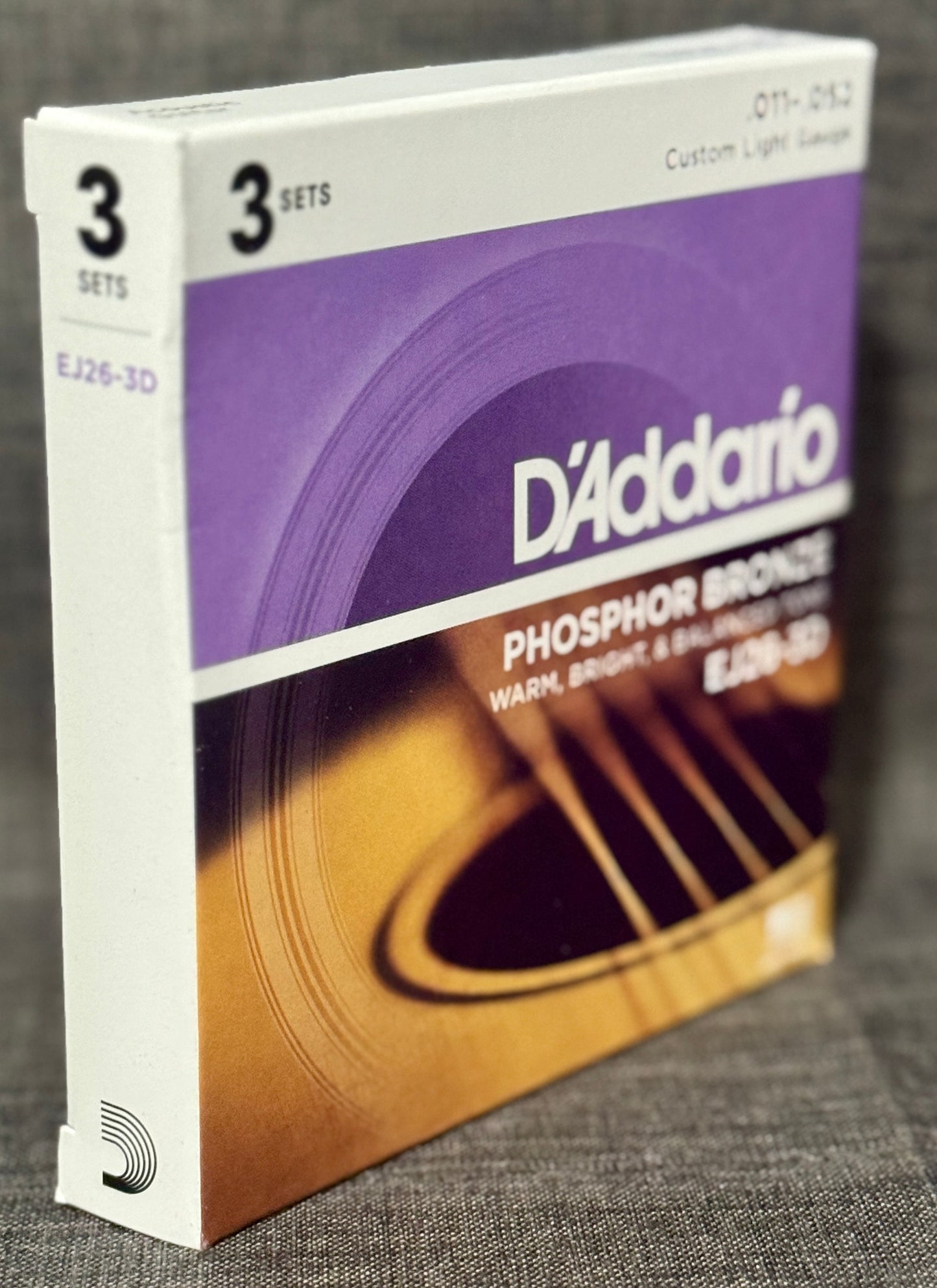 D'Addario Phosphor Bronze Acoustic Guitar Strings 3-Pack EJ26-3D