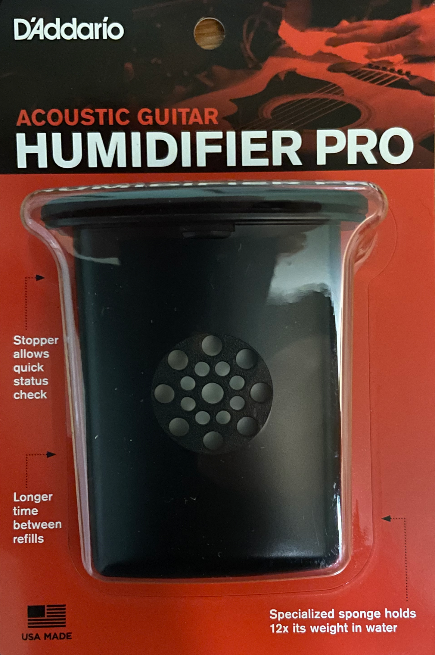 D'Addario Acoustic Guitar Humidifier PRO with Extra Sponges