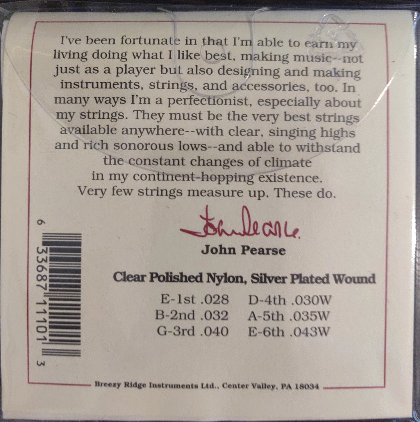 John Pearse Nylon Classical Guitar Strings Standard Tension ONE SET