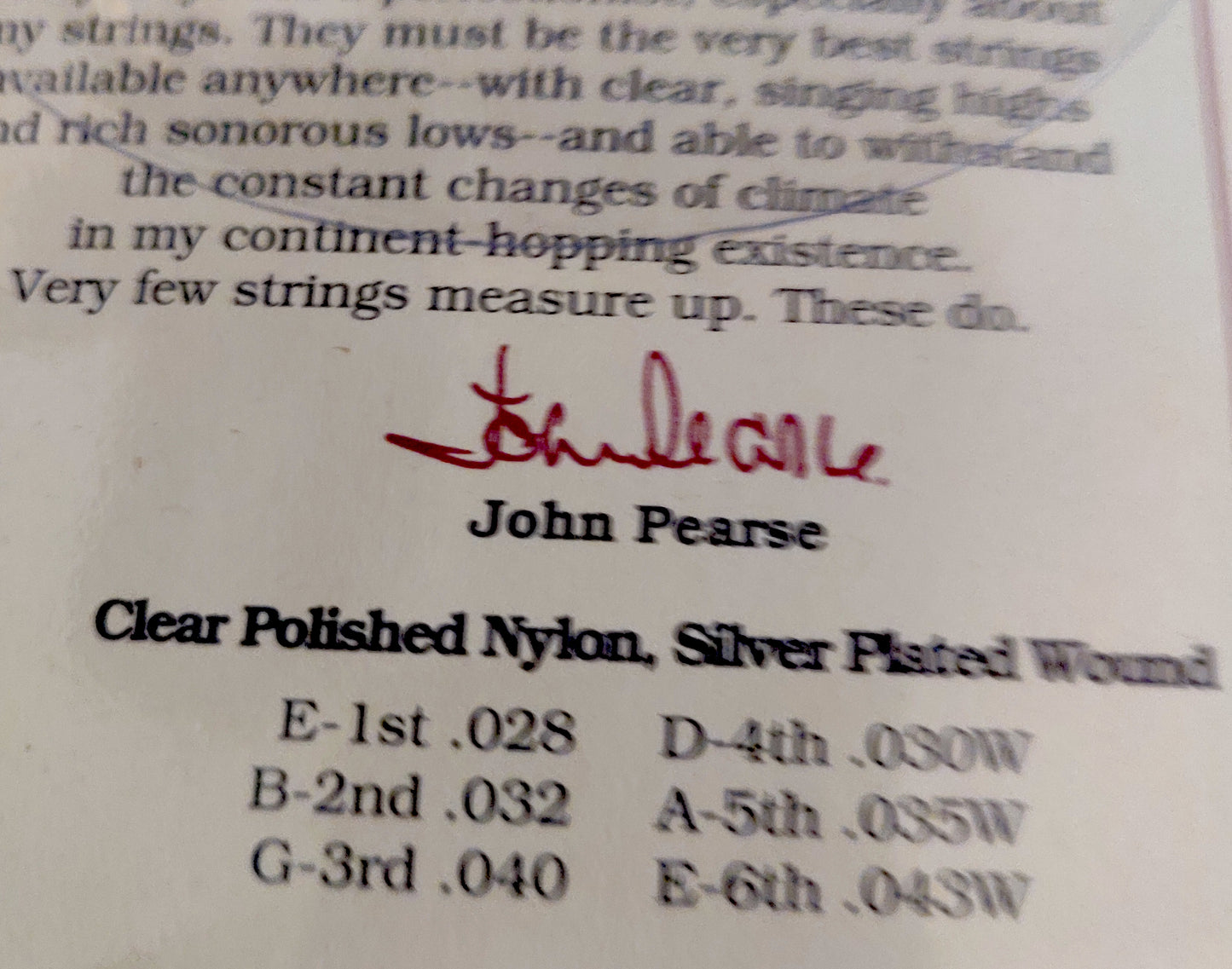 John Pearse Nylon Classical Guitar Strings Standard Tension ONE SET