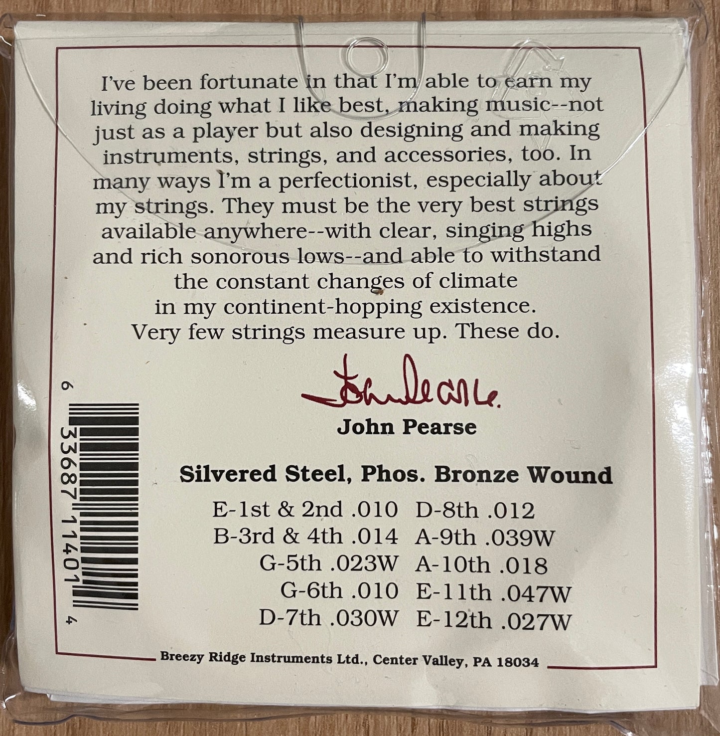 John Pearse 12-String Acoustic Phosphor Bronze Strings