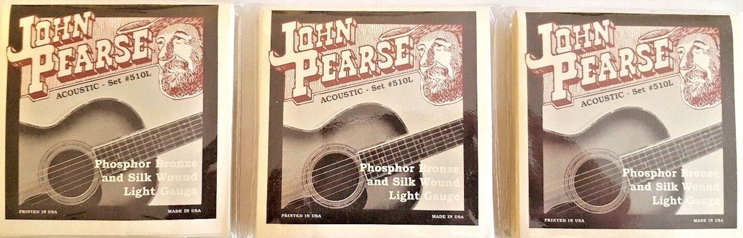 John Pearse Silk & Phosphor Bronze Guitar Strings THREE SETS