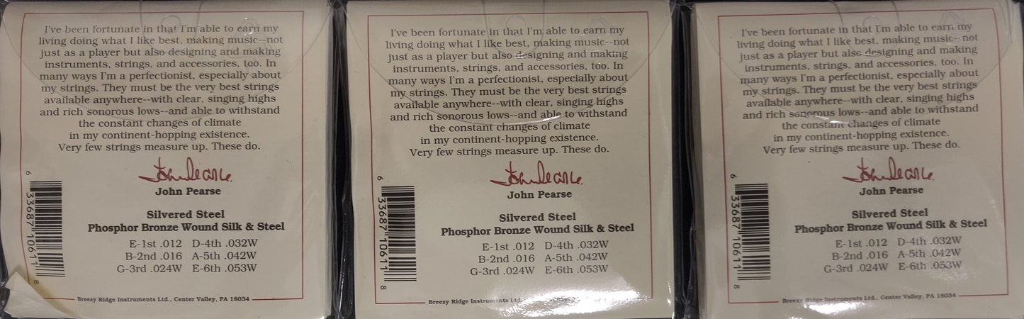 John Pearse Silk & Phosphor Bronze Guitar Strings THREE SETS