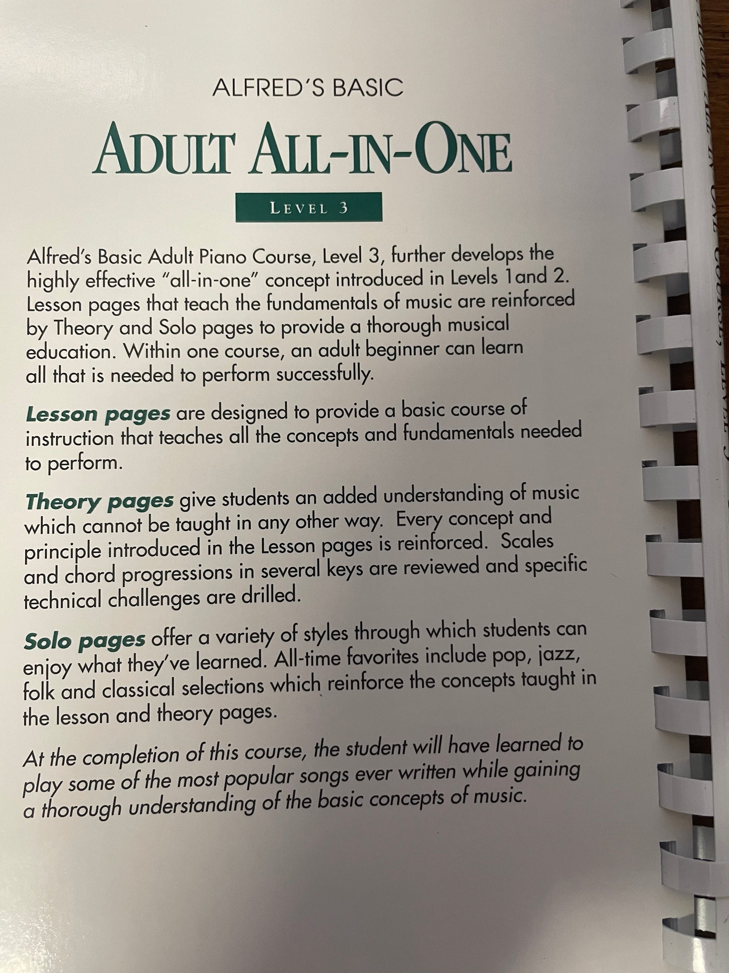 Alfred's Adult All-In-One Piano Method Level Three