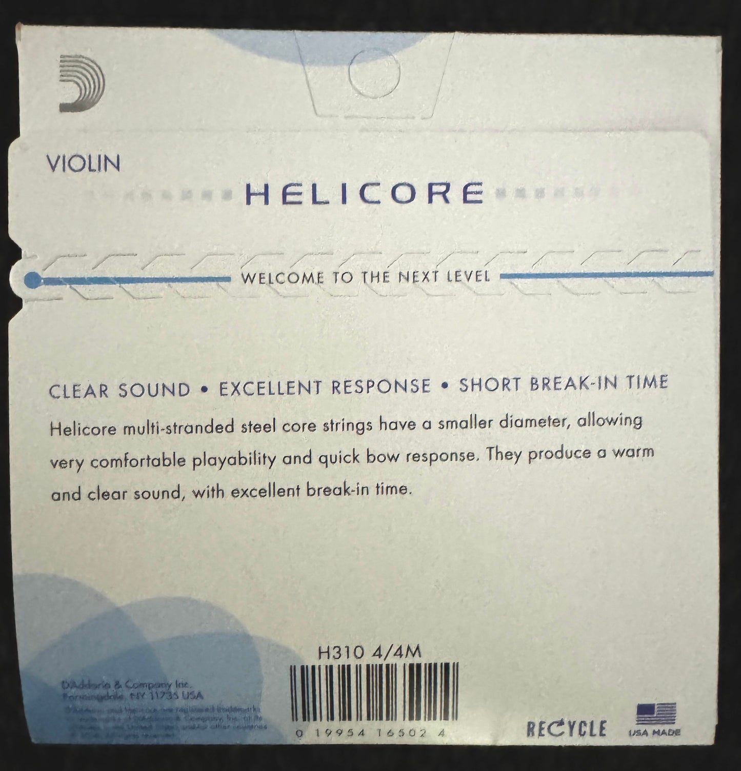 Helicore Violin String Set 4/4 Scale Medium Tension D'Addario