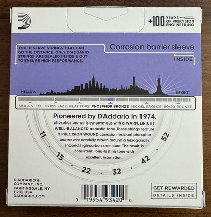 D'Addario Phosphor Bronze Acoustic Guitar Strings 3-Pack EJ26-3D