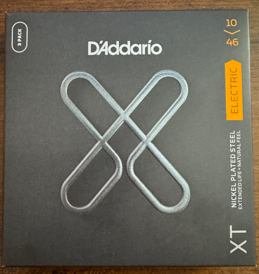 D'Addario XT Nickel Coated Electric Guitar Strings 3-Pack XTE1046-3P