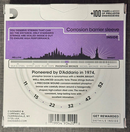 D'Addario Phosphor Bronze Acoustic Guitar Strings 3-Pack EJ26-3D