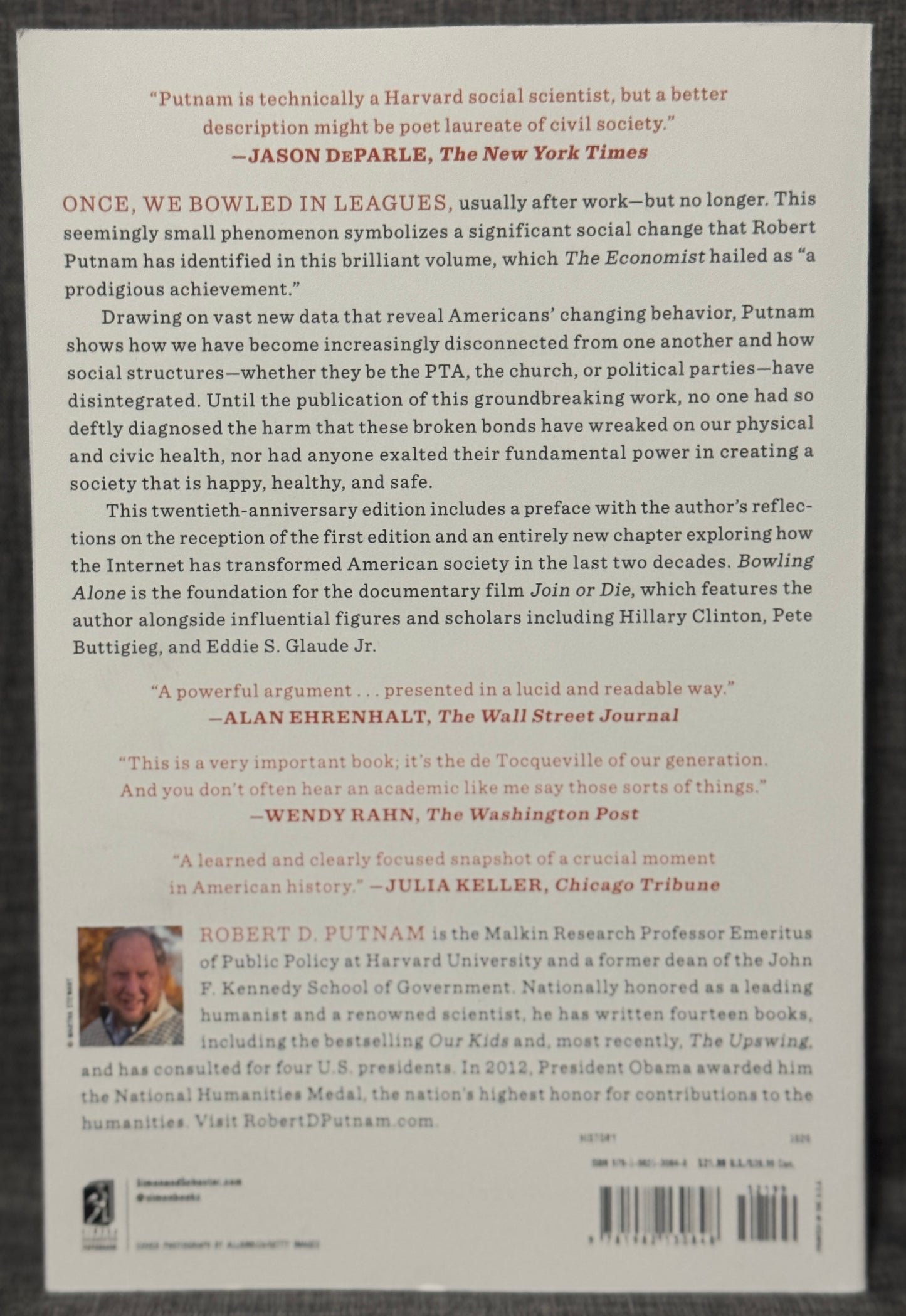 Bowling Alone by Robert D. Putnam: 20th Anniversary Edition